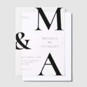 Moderne Minimalistische Schwarz-Weiß-Hochzeit Pergament Einladungen (Versetzt)