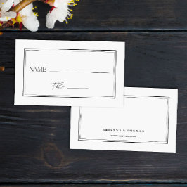 Moderne Minimalistische Schwarz-Weiß-Hochzeit Platzkarte