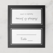 Moderne Minimalistische Schwarz-Weiß-Hochzeit Platzkarte (Außenseite Aufgefaltet)