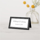 Moderne Minimalistische Schwarz-Weiß-Hochzeit Platzkarte (Rückseite)