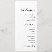 Moderne Minimalistische Schwarz-Weiß-Hochzeit Programm (Vorderseite)
