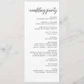 Moderne Minimalistische Schwarz-Weiß-Hochzeit Programm (Rückseite)