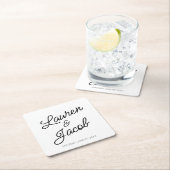 Moderne Minimalistische Schwarz-Weiß-Hochzeit Rechteckiger Pappuntersetzer (Vor Ort)