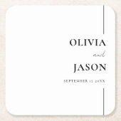 Moderne Minimalistische Schwarz-Weiß-Hochzeit Rechteckiger Pappuntersetzer (Vorderseite)