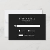 Moderne Minimalistische Schwarz-Weiß-Hochzeit RSVP Karte (Vorderseite)