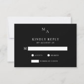 Moderne Minimalistische Schwarz-Weiß-Hochzeit RSVP Karte (Vorderseite)
