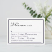 Moderne Minimalistische Schwarz-Weiß-Hochzeit RSVP Karte (Stehend Vorderseite)