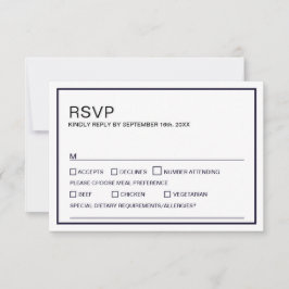 Moderne Minimalistische Schwarz-Weiß-Hochzeit RSVP Karte