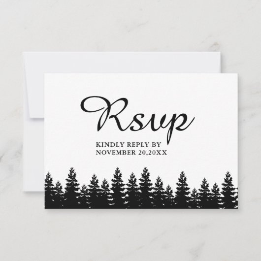 Moderne Minimalistische Schwarz-Weiß-Hochzeit RSVP Karte (Vorderseite)