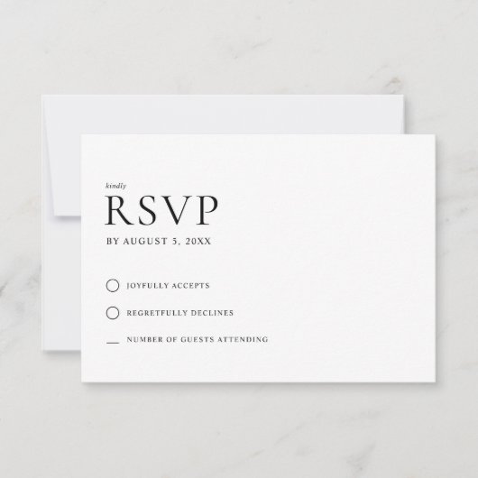 Moderne Minimalistische Schwarz-Weiß-Hochzeit RSVP Karte (Vorderseite)
