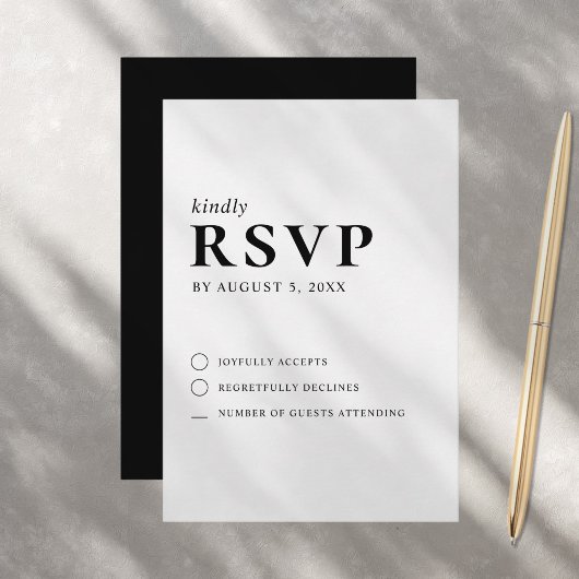 Moderne Minimalistische Schwarz-Weiß-Hochzeit RSVP Karte