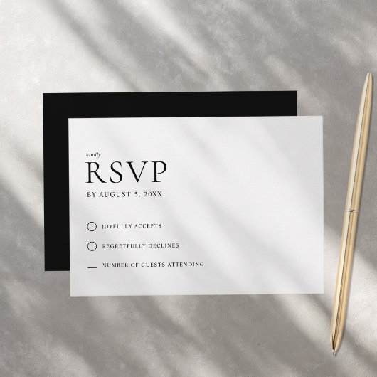 Moderne Minimalistische Schwarz-Weiß-Hochzeit RSVP Karte