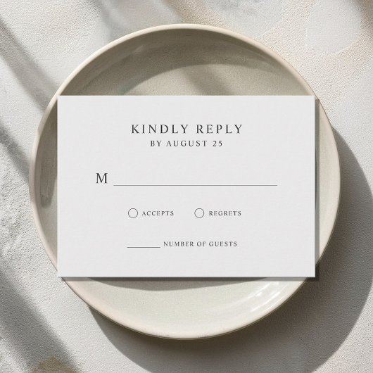 Moderne Minimalistische Schwarz-Weiß-Hochzeit RSVP Karte