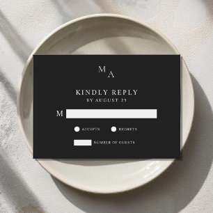 Moderne Minimalistische Schwarz-Weiß-Hochzeit RSVP Karte