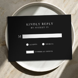Moderne Minimalistische Schwarz-Weiß-Hochzeit RSVP Karte