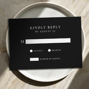 Moderne Minimalistische Schwarz-Weiß-Hochzeit RSVP Karte