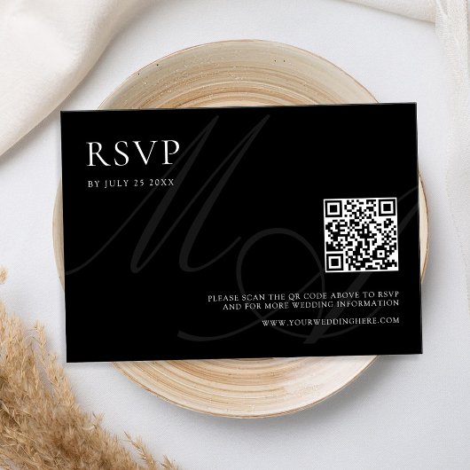 Moderne Minimalistische Schwarz-Weiß-Hochzeit RSVP Karte