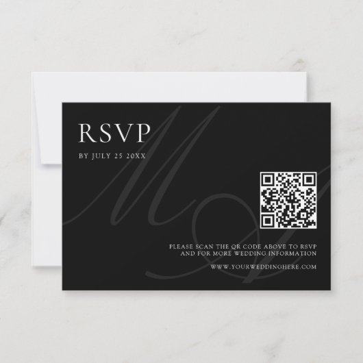 Moderne Minimalistische Schwarz-Weiß-Hochzeit RSVP Karte (Vorderseite)