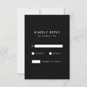 Moderne Minimalistische Schwarz-Weiß-Hochzeit RSVP Karte (Vorderseite)
