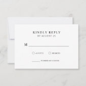 Moderne Minimalistische Schwarz-Weiß-Hochzeit RSVP Karte (Vorderseite)