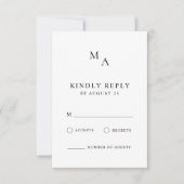 Moderne Minimalistische Schwarz-Weiß-Hochzeit RSVP Karte (Vorderseite)