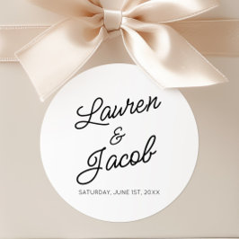 Moderne Minimalistische Schwarz-Weiß-Hochzeit Runder Aufkleber