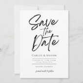 Moderne Minimalistische Schwarz-Weiß-Hochzeit Save The Date (Vorderseite)