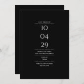 Moderne Minimalistische Schwarz-Weiß-Hochzeit Save The Date (Vorne/Hinten)