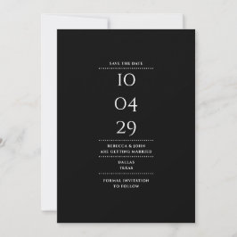 Moderne Minimalistische Schwarz-Weiß-Hochzeit Save The Date