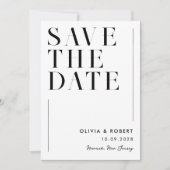 Moderne Minimalistische Schwarz-Weiß-Hochzeit Save The Date (Vorderseite)