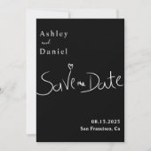 Moderne Minimalistische Schwarz-Weiß-Hochzeit Save The Date (Vorderseite)