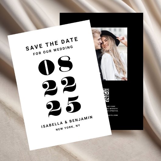 Moderne Minimalistische Schwarz-Weiß-Hochzeit Save The Date