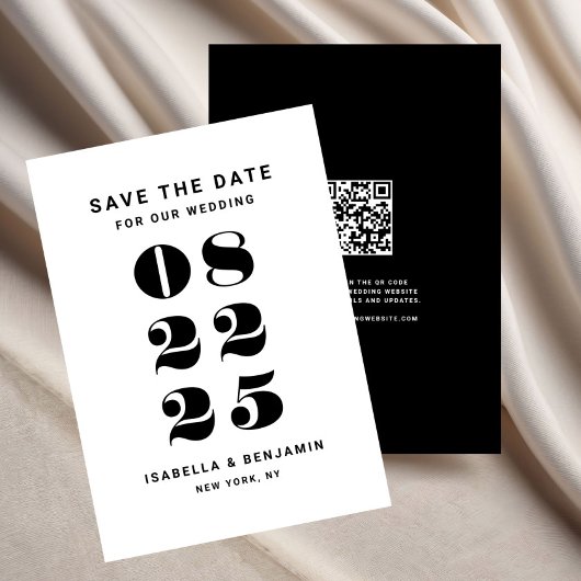 Moderne Minimalistische Schwarz-Weiß-Hochzeit Save The Date