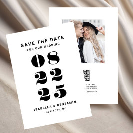 Moderne Minimalistische Schwarz-Weiß-Hochzeit Save The Date
