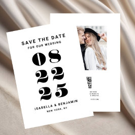 Moderne Minimalistische Schwarz-Weiß-Hochzeit Save The Date
