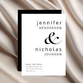 Moderne Minimalistische Schwarz-Weiß-Hochzeit Save The Date