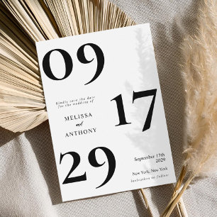 Moderne Minimalistische Schwarz-Weiß-Hochzeit Save The Date