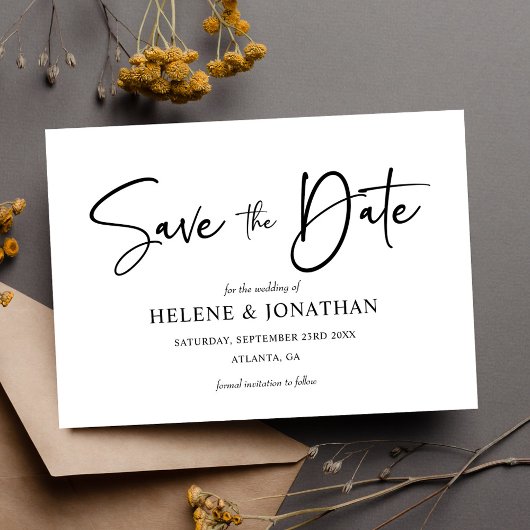 Moderne Minimalistische Schwarz-Weiß-Hochzeit Save The Date