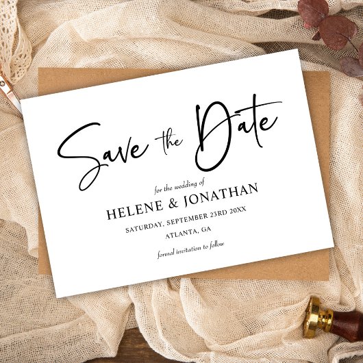 Moderne Minimalistische Schwarz-Weiß-Hochzeit Save The Date