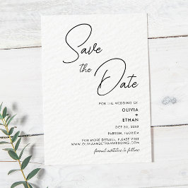 Moderne Minimalistische Schwarz-Weiß-Hochzeit Save The Date