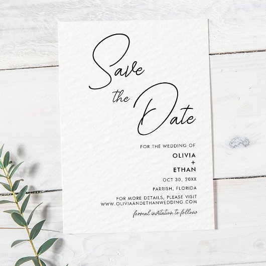 Moderne Minimalistische Schwarz-Weiß-Hochzeit Save The Date