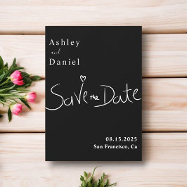 Moderne Minimalistische Schwarz-Weiß-Hochzeit Save The Date