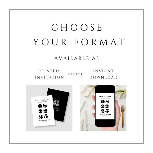 Moderne Minimalistische Schwarz-Weiß-Hochzeit Save The Date