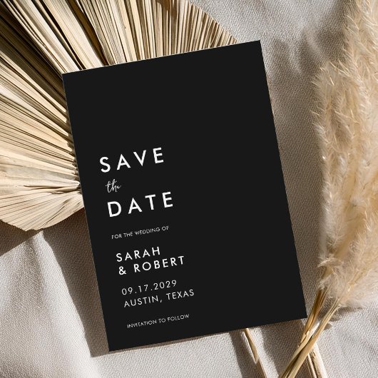 Moderne Minimalistische Schwarz-Weiß-Hochzeit Save The Date