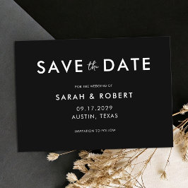 Moderne Minimalistische Schwarz-Weiß-Hochzeit Save The Date