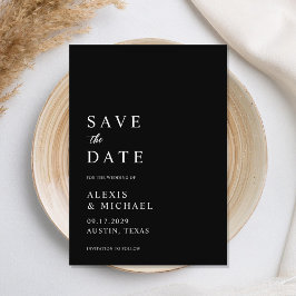 Moderne Minimalistische Schwarz-Weiß-Hochzeit Save The Date