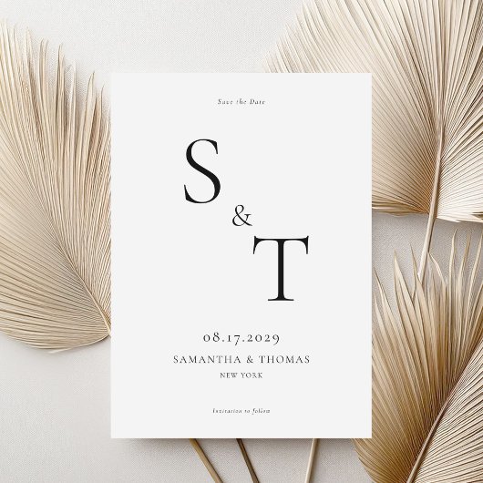 Moderne Minimalistische Schwarz-Weiß-Hochzeit Save The Date