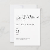 Moderne Minimalistische Schwarz-Weiß-Hochzeit Save The Date (Vorderseite)