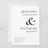 Moderne Minimalistische Schwarz-Weiß-Hochzeit Save The Date (Vorderseite)