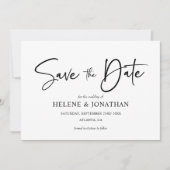 Moderne Minimalistische Schwarz-Weiß-Hochzeit Save The Date (Vorderseite)